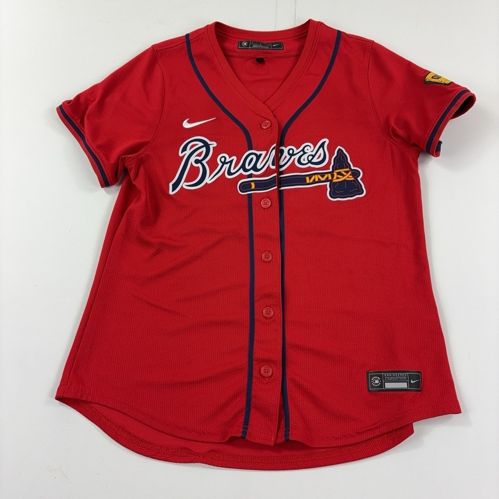 Atlanta Braves Jersey Mens M Red MLB Baseball Nike Austin Riley 27 Quikrete